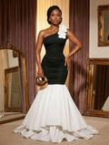 One-Shoulder Ruched Top Cream Burgundy Black