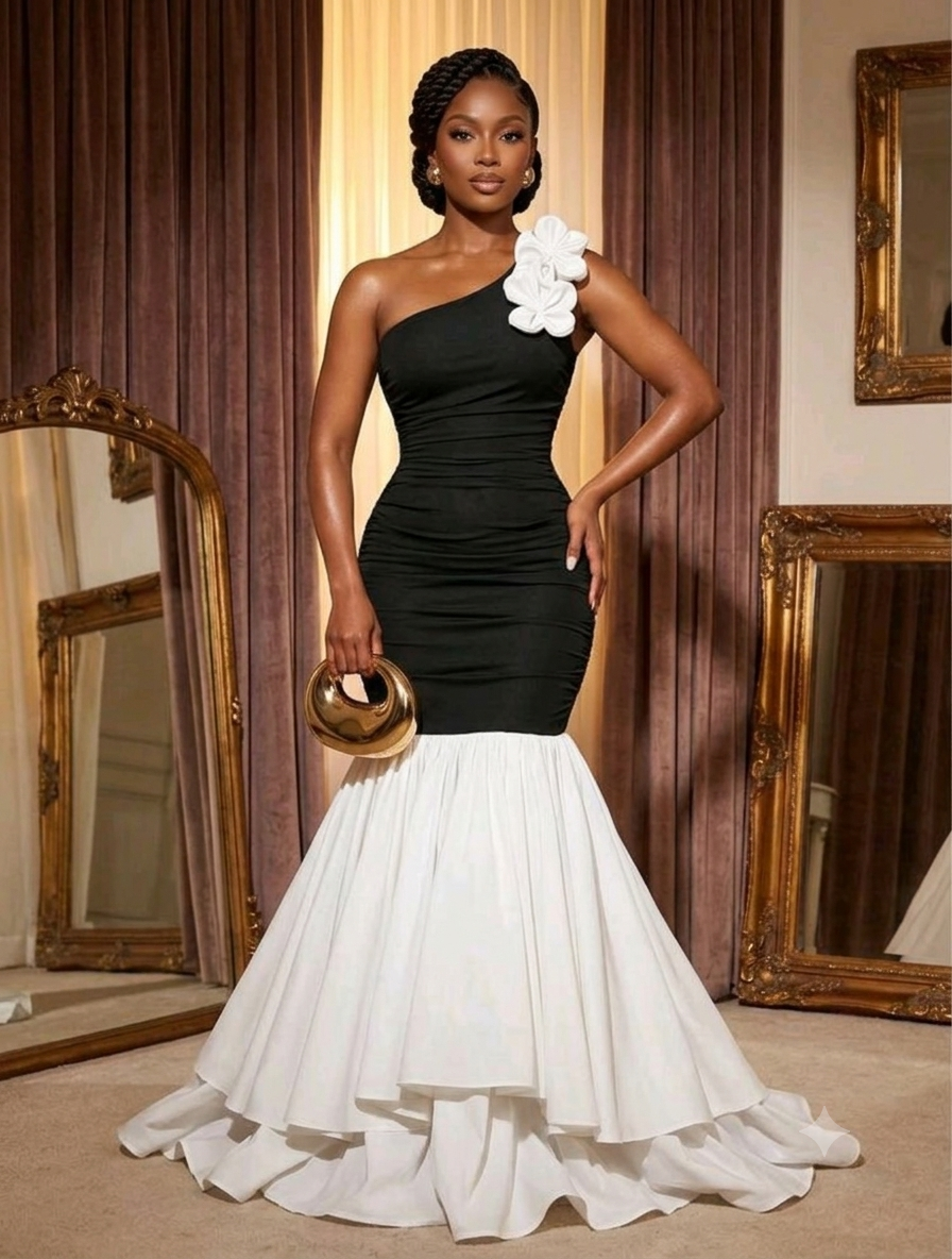 One-Shoulder Ruched Top Cream Burgundy Black