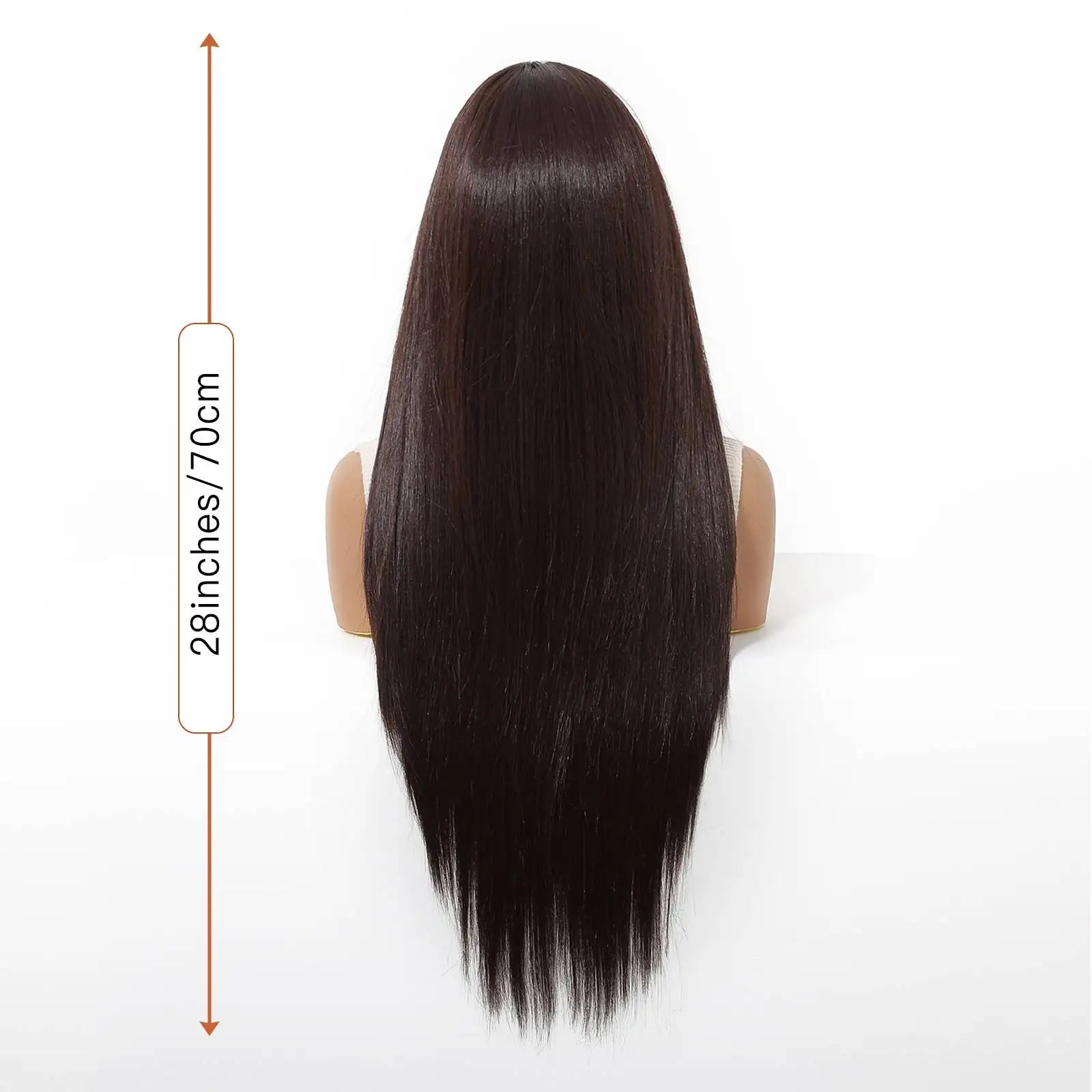 13x6 HD Transparent Lace Front Wig Long Bone Straight Chocolate Brown Synthetic Wigs for Women Glueless Pre Plucked Hairline