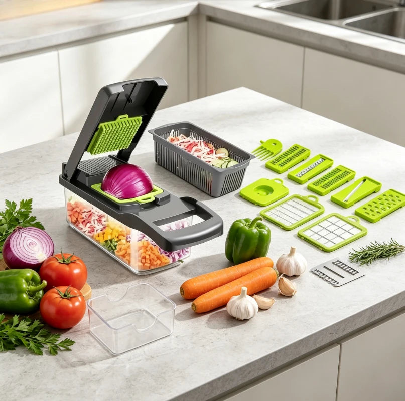 Portable Vegetable Cutter Slicer Shredder, Multifunctional Grater Tool for Carrot Potato, Fruit Veggie Prep Family Kitchen Use