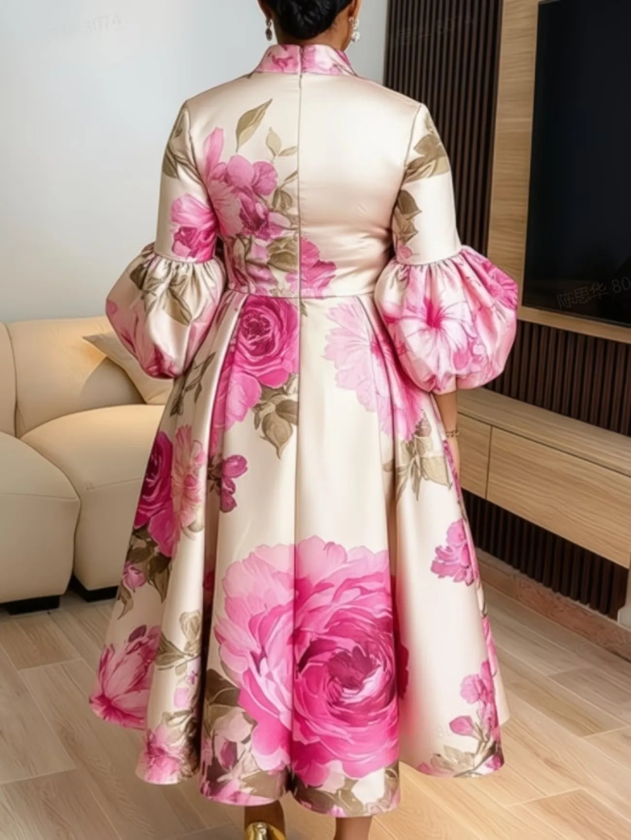 Dashiki Print Midi Wedding Dress