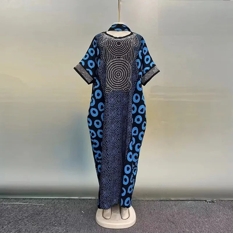 Printed Loose Sleeve African Maxi Dress