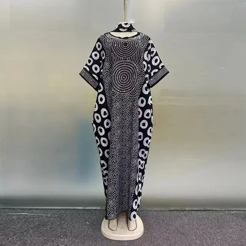Printed Loose Sleeve African Maxi Dress