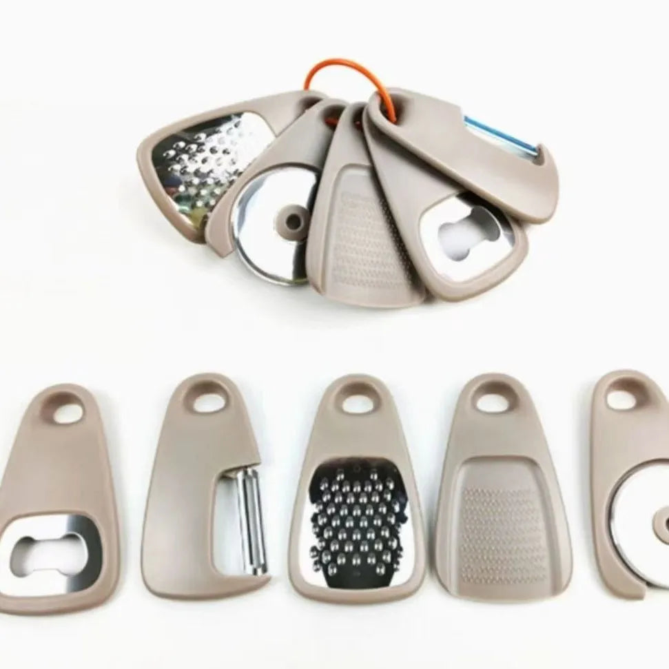 5-Piece Multi-Functional Kitchen Gadget Set Cheese Grater Bottle Opener Peeler Pizza Cutter