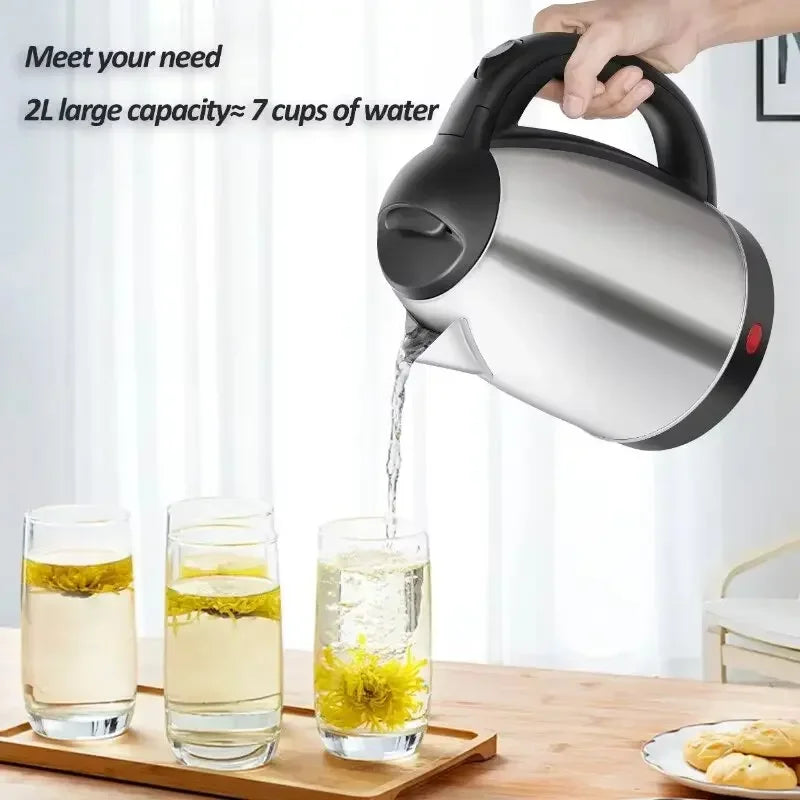2L Food-grade Stainless Steel Electric Kettle Fast Boiling Hot Water Heater, Multi-purpose Teapot for Coffee, Beverage Daily Use