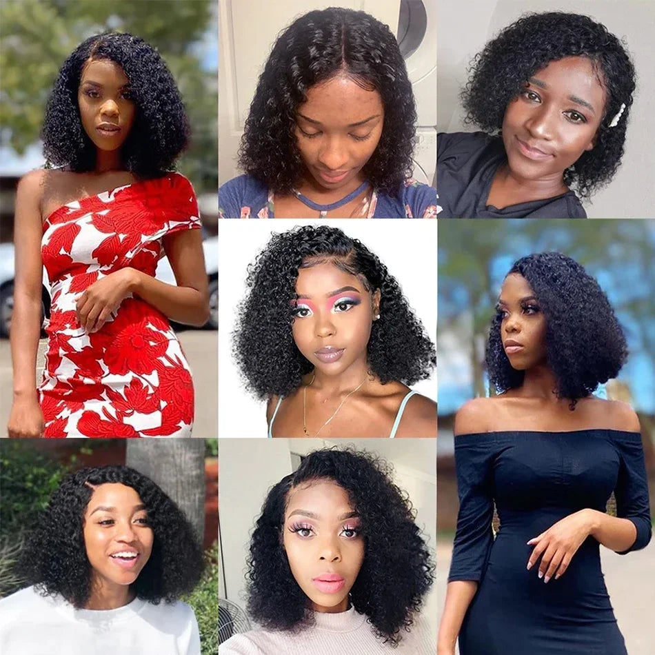 Brazilian Hair Side Part Pixie Cut Water Curly Wig Short Inch Hair Wig 100% Human Hair Natural Color 13x4 Lace Frontal Hair Wig