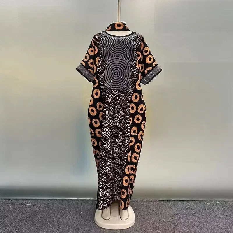 Printed Loose Sleeve African Maxi Dress