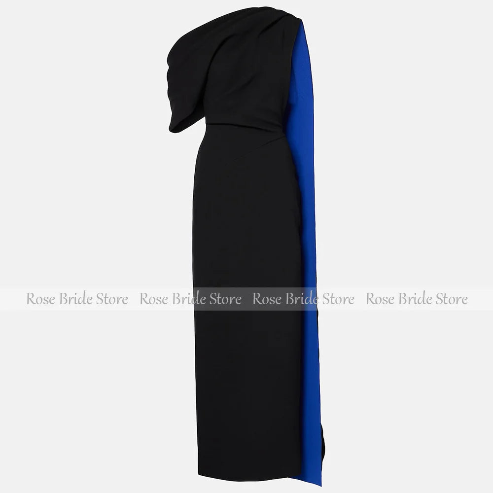 Elegant Evening Party Dresses for Women One Shoulder Column Cocktail Gowns Black Ankle Length Draped Maxi Cocktail Dress 2025