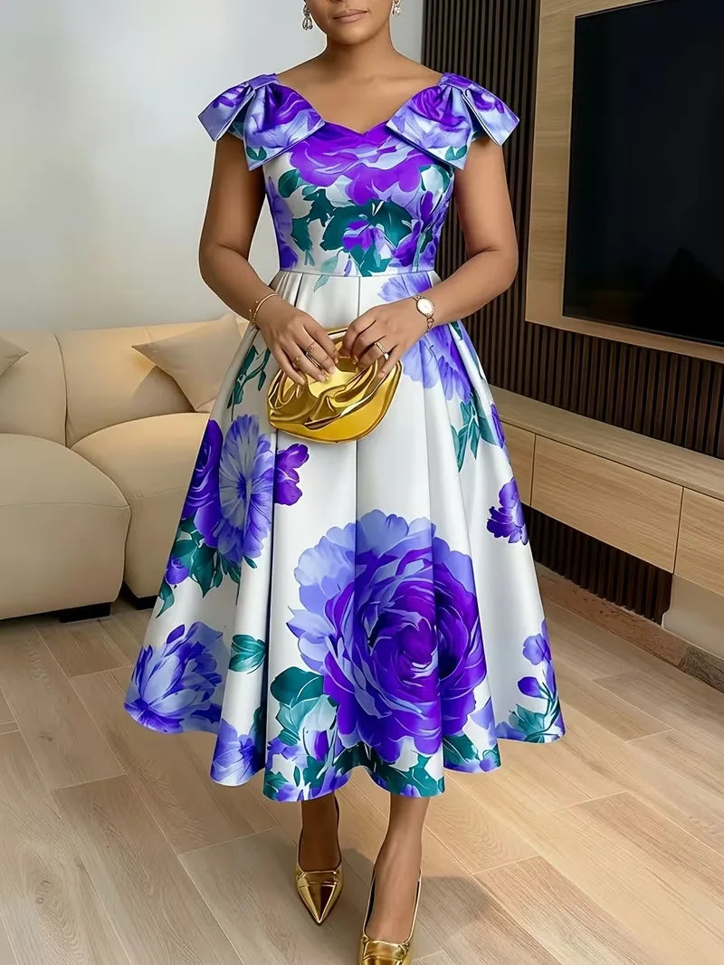 Dashiki Print Midi Wedding Dress