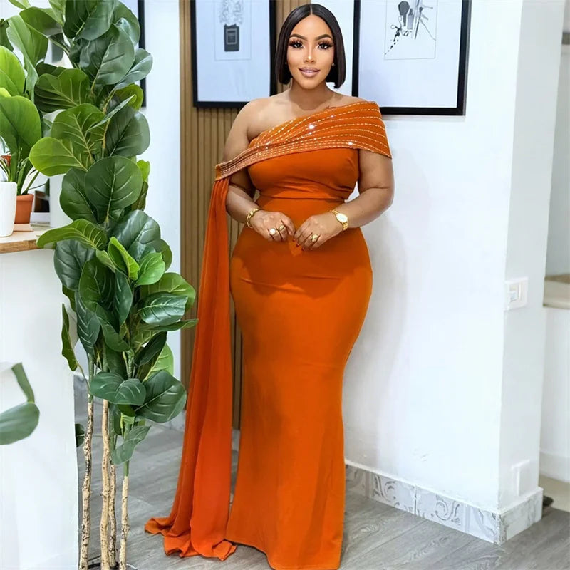Doyerl Glitter Diamonds Wedding Guest Dress Women Evening Celebrity Off Shoulder Ribbon Elegant Night Club Party Long Dresses