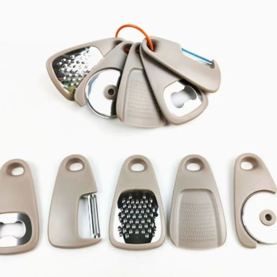 5-Piece Multi-Functional Kitchen Gadget Set Cheese Grater Bottle Opener Peeler Pizza Cutter