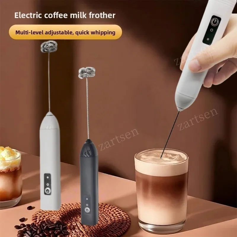 Wireless Milk Frother Electric Type-C Handheld Blender Stainless Steel Mini Coffee Maker Whisk Mixer For Coffee Cappuccino Cream