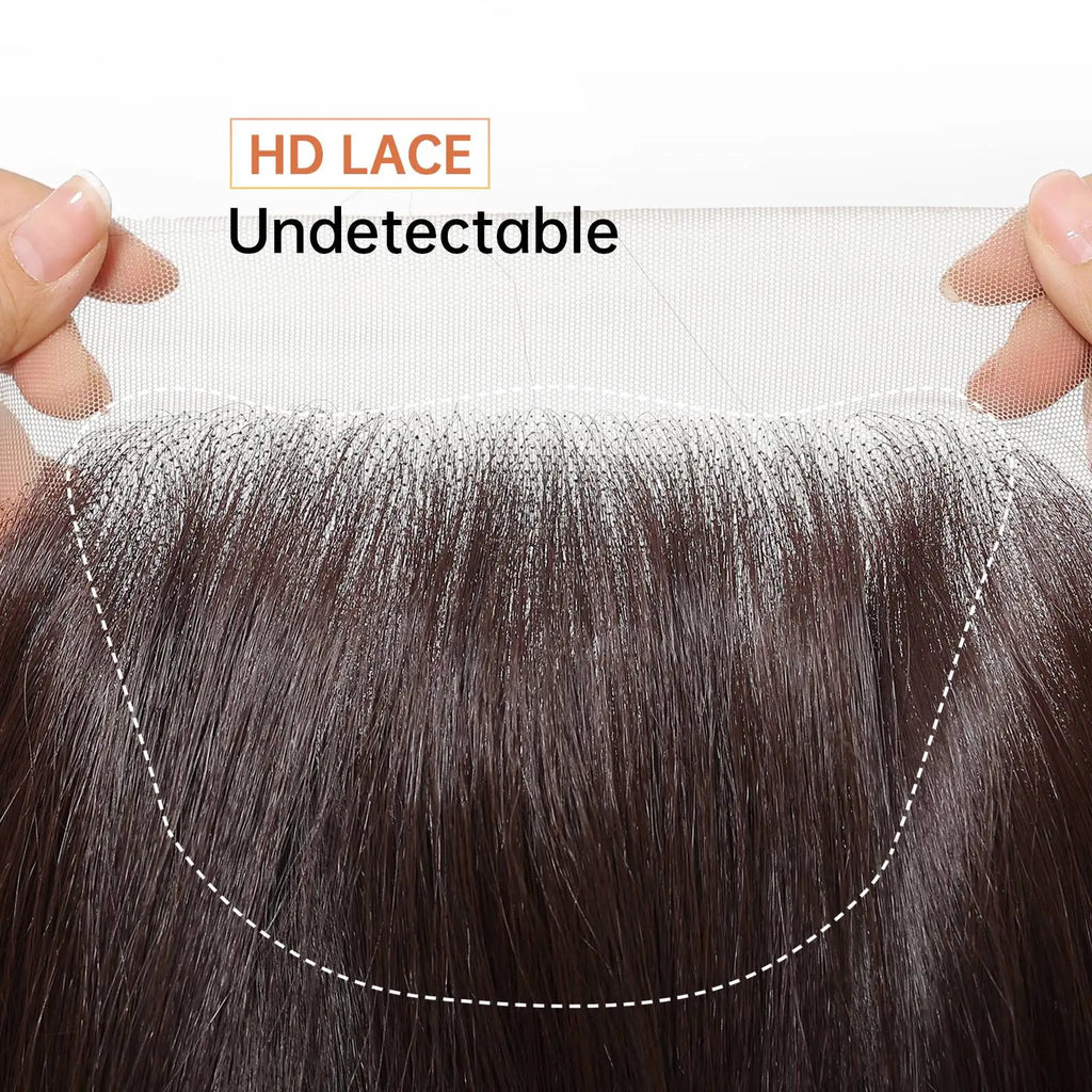 13x6 HD Transparent Lace Front Wig Long Bone Straight Chocolate Brown Synthetic Wigs for Women Glueless Pre Plucked Hairline