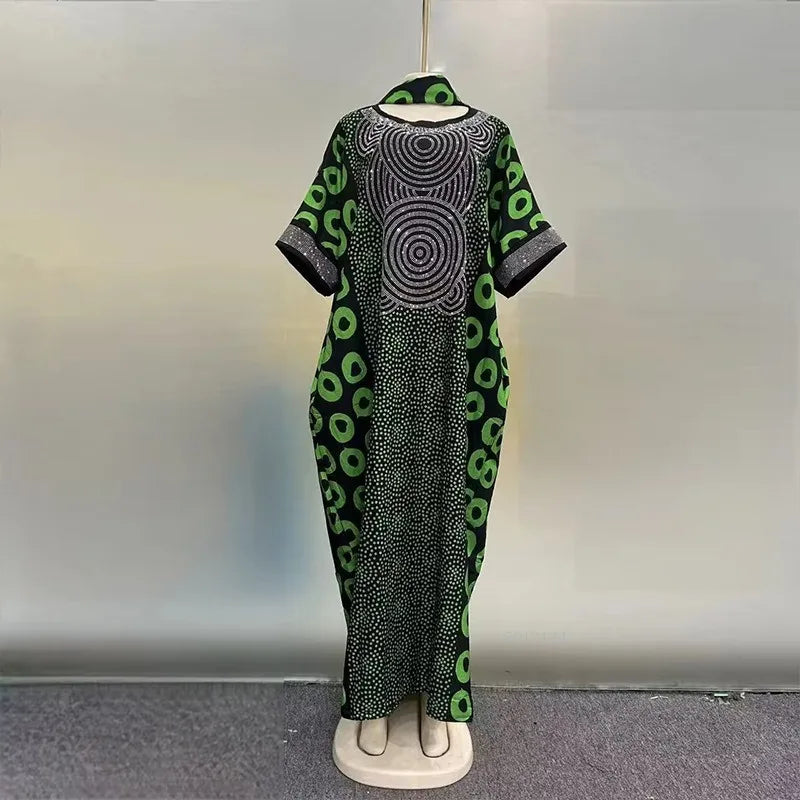 Printed Loose Sleeve African Maxi Dress