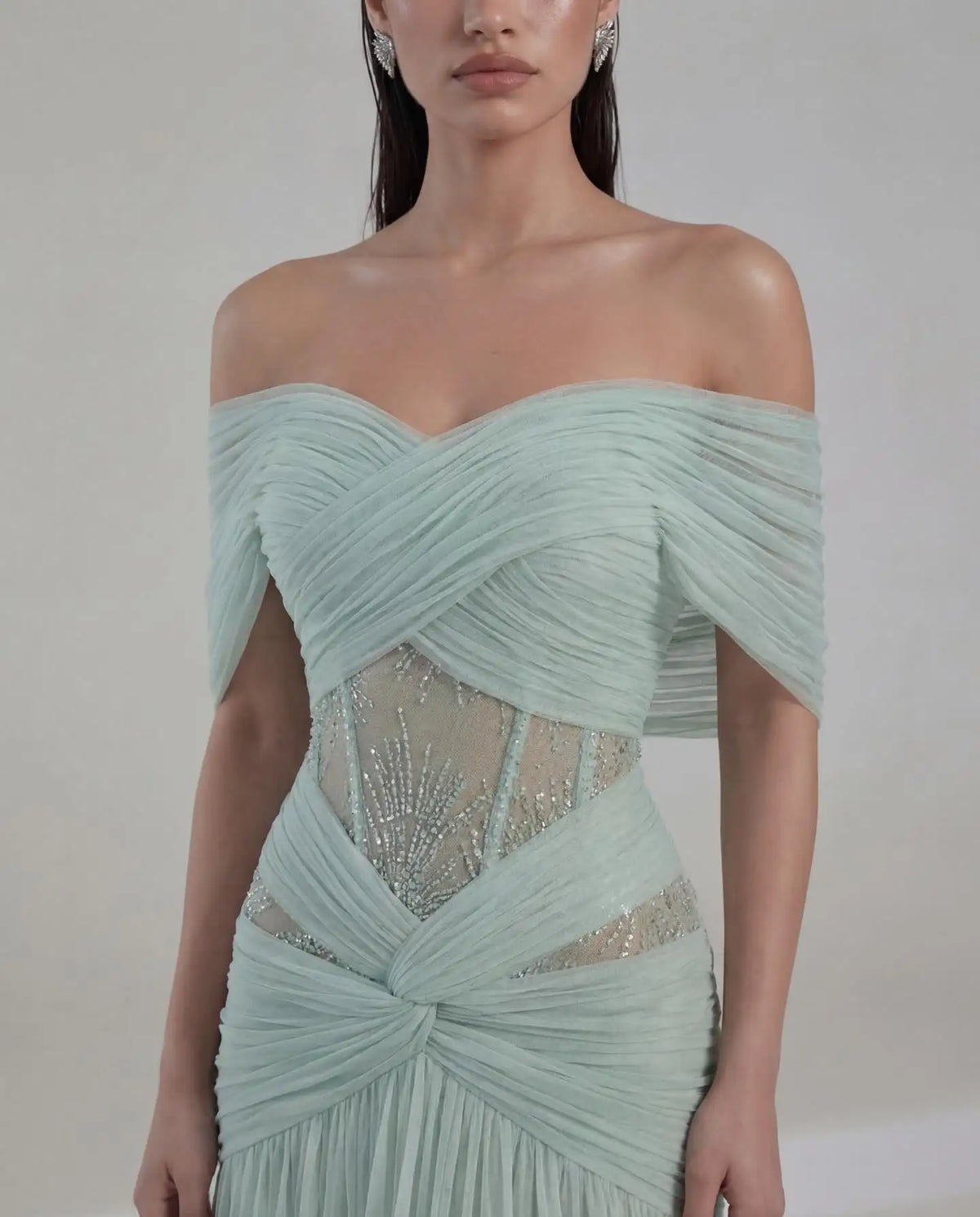 Elegant Chiffon Evening Dress Exquisite Sweep Train Prom Dresses Fashion Off the Shoulder Customized Special Occasion Gowns