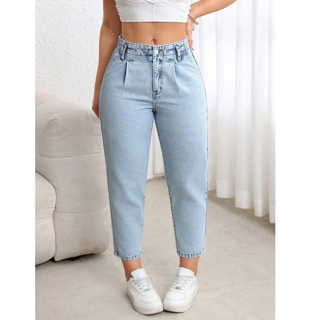 Plus Size Woman Clothing Women Jeans New Stretch Tummy Control Straight Leg Denim Pants Comfortable Casual Wear