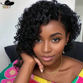 Burmese Hair 6inch Short Kinky Curly Pixie Cut 100% Human Hair Wigs 13x4x1 Transparent Lace Wig Natural Color For Black Women