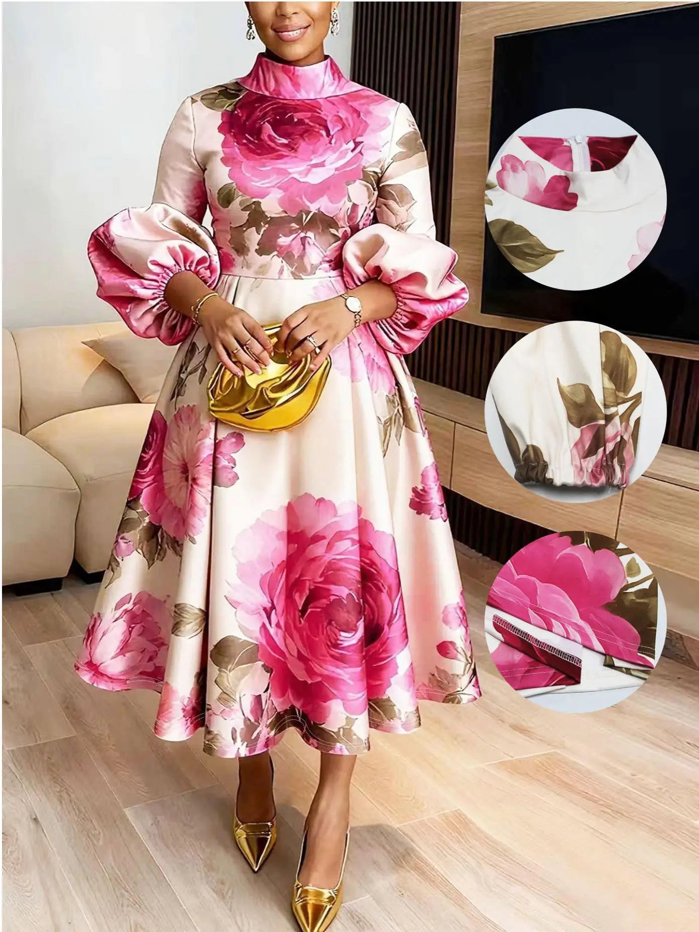 Dashiki Print Midi Wedding Dress