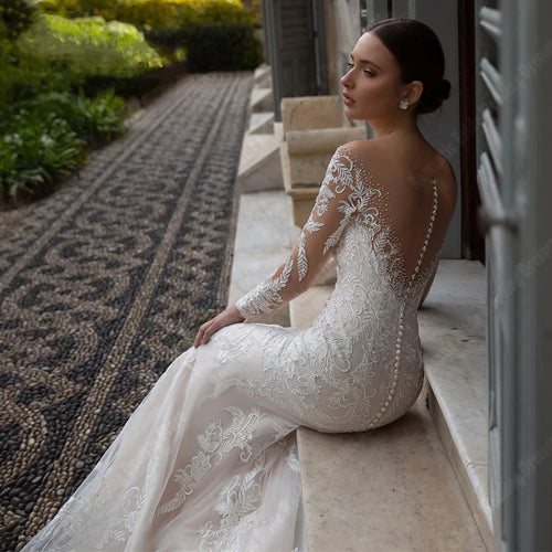 2024 Celebrity Mermaid Women Wedding Dresses Lace Long Sleeves Bridal Gowns Popular Princess Ball Vestidos De Novias Customized