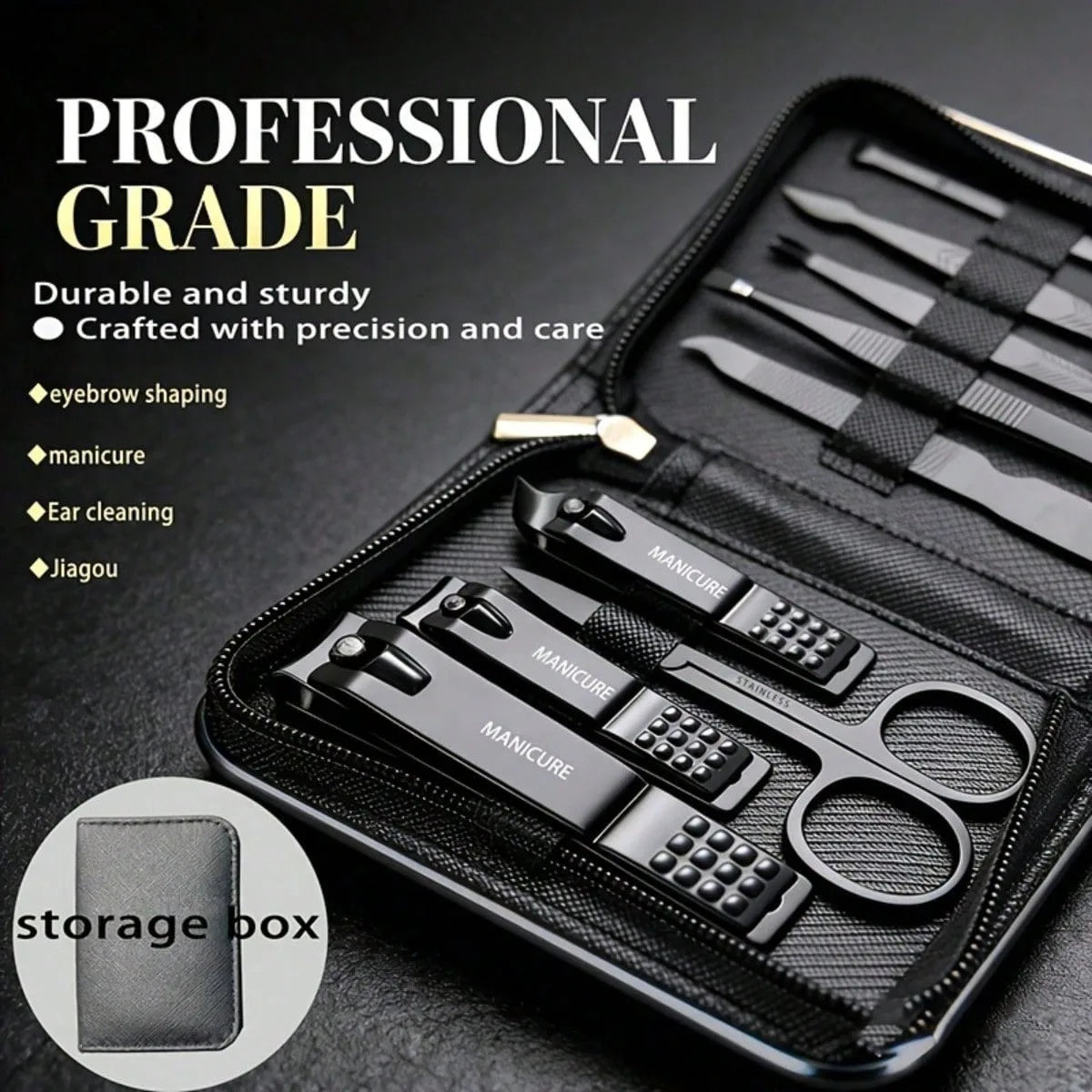 6/9pcs Stainless Steel Professional Nail Care Kit with Travel Case - Cuticle Pliers, Hand & Foot Care Tools Nail Clippers