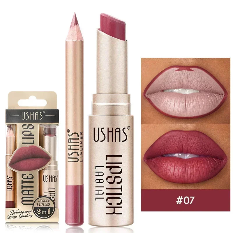 2 In 1 Lipstick Set Lip Liner Free Shipping Make-up for women Waterproof Long lasting Cosmetics Korean makeup Matte lipstick