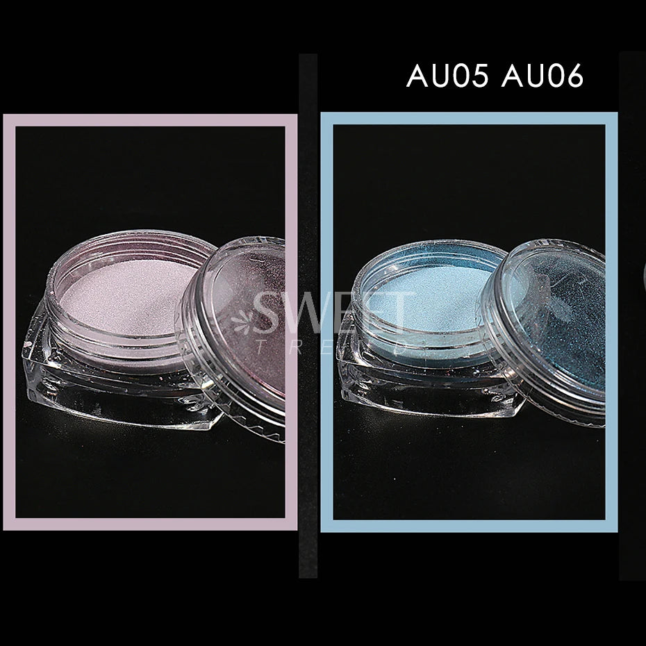 2pcs Colorful Aurora Chrome Nail Powder Pearl Shell White High Glossy Rubbing Dust Holographic Glimmer Pigment Nail Decor Flash