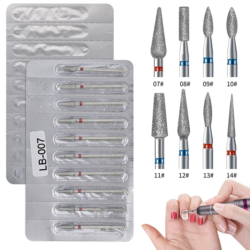 10Pcs Milling Cutter For Manicure Electric Nail Drill Bits Accessory Pedicure Machine Nail File Gel Remover Tool