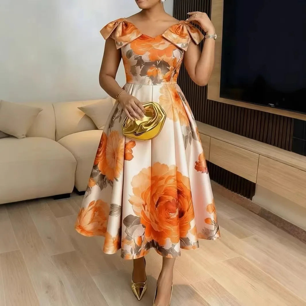 Dashiki Print Midi Wedding Dress