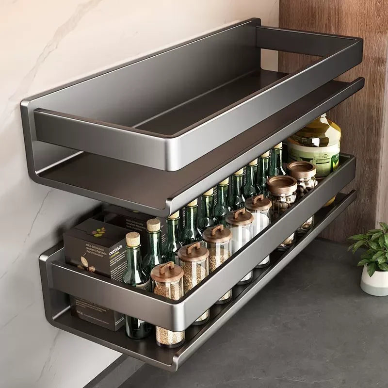 Multifunctional Item Shelf Condiment Storage Organizer Rack Organizer Spice Rack Organizer Wall Mount Seasoning Organizer Shelf