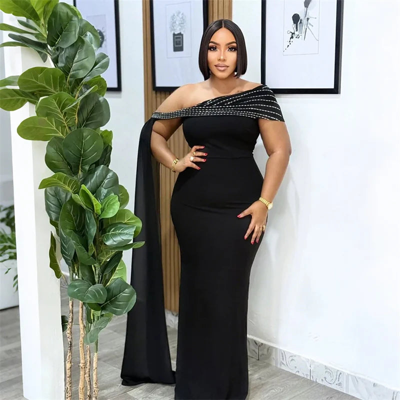 Doyerl Glitter Diamonds Wedding Guest Dress Women Evening Celebrity Off Shoulder Ribbon Elegant Night Club Party Long Dresses