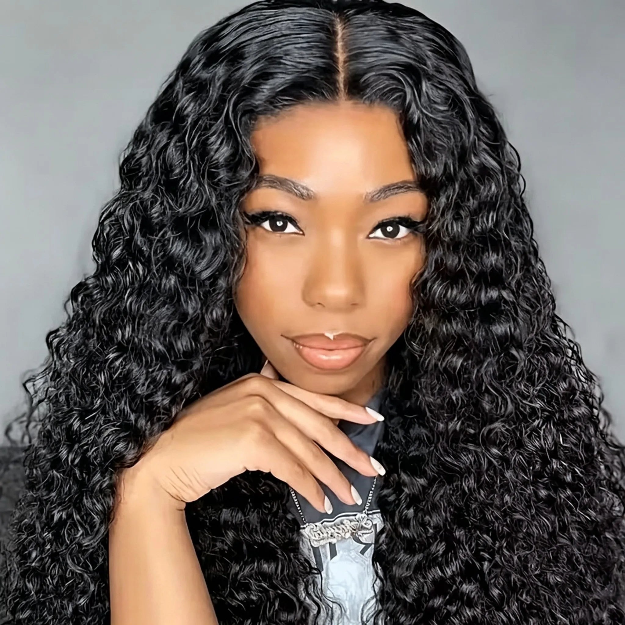 28inch Wig for Women, African Small Curls, Fashionable Middle-Parted Long Curly Hair, Corn Perm Synthetic Fiber Wig Headgear
