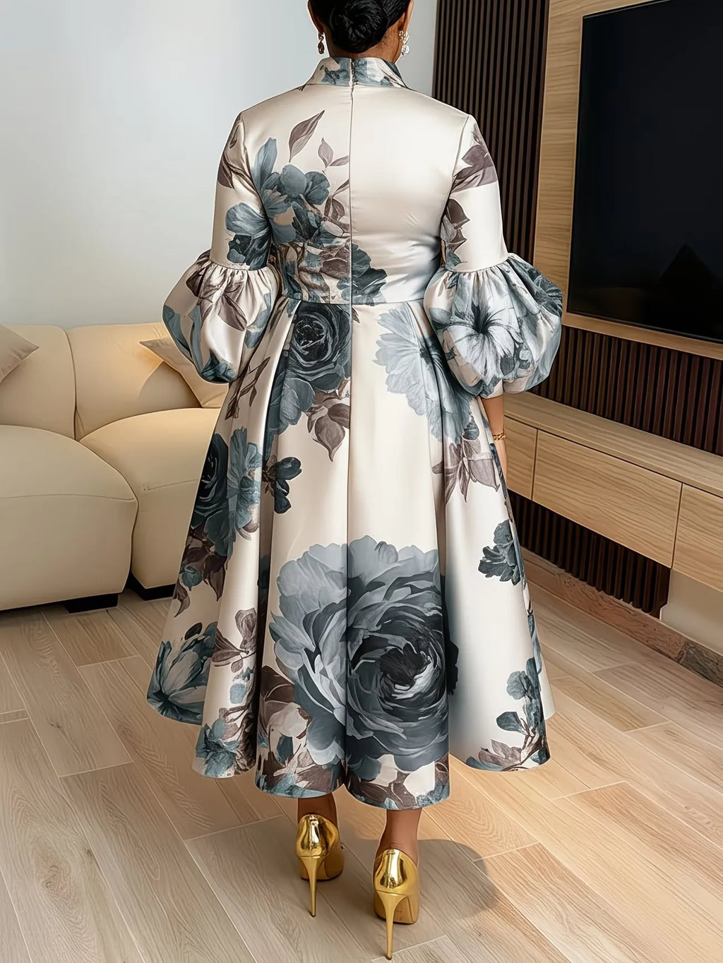 Dashiki Print Midi Wedding Dress