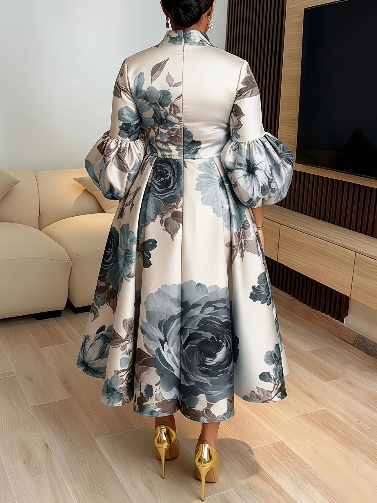 Dashiki Print Midi Wedding Dress