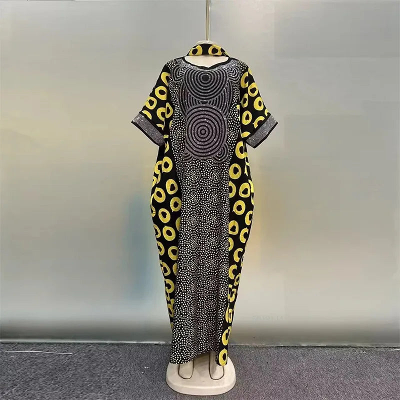 Printed Loose Sleeve African Maxi Dress