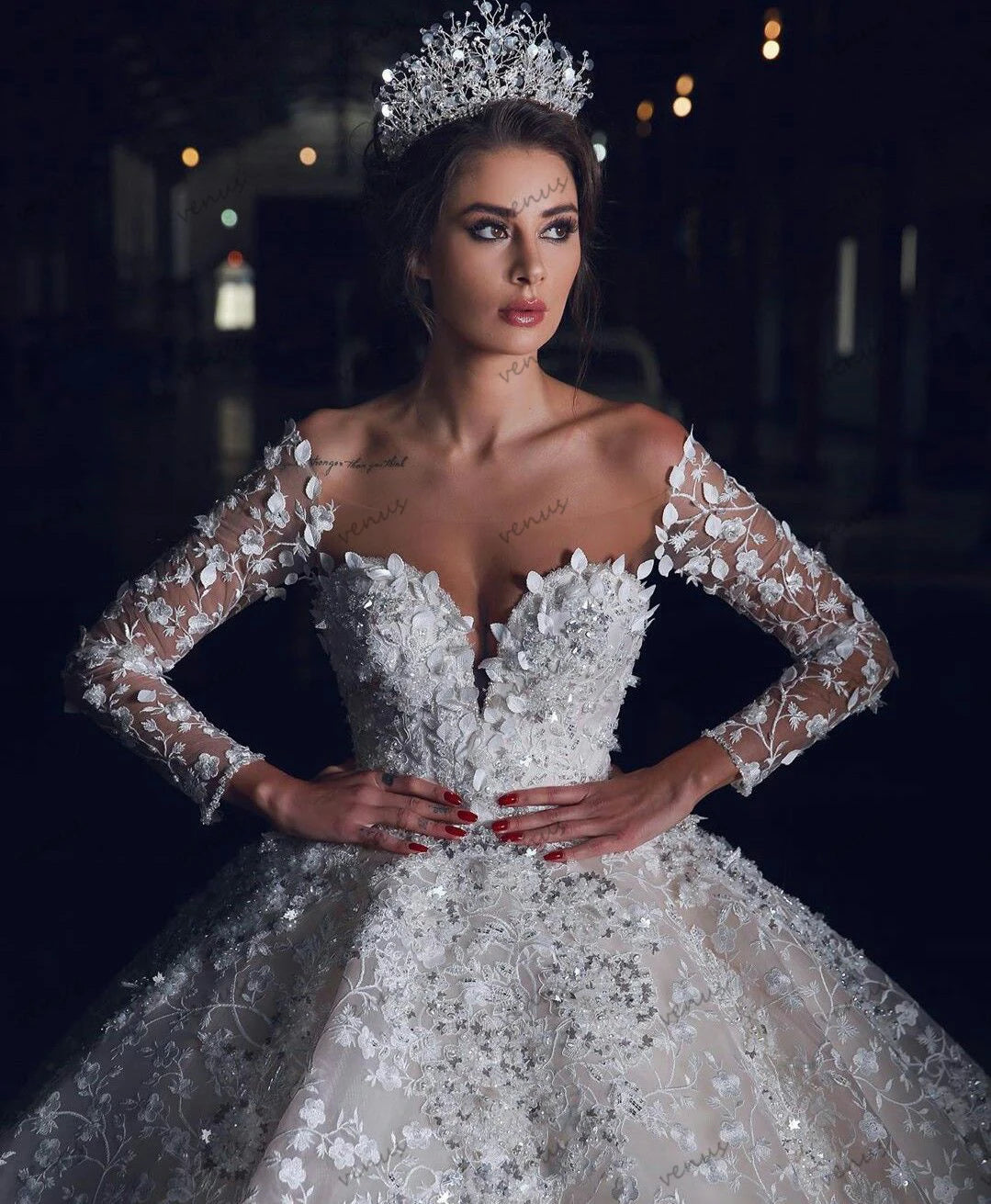 Glamorous Wedding Dresses Exquisite Bridal Gowns Lace Appliques Full Sleeves Robes свадебное платье Vestidos De Novia Customized