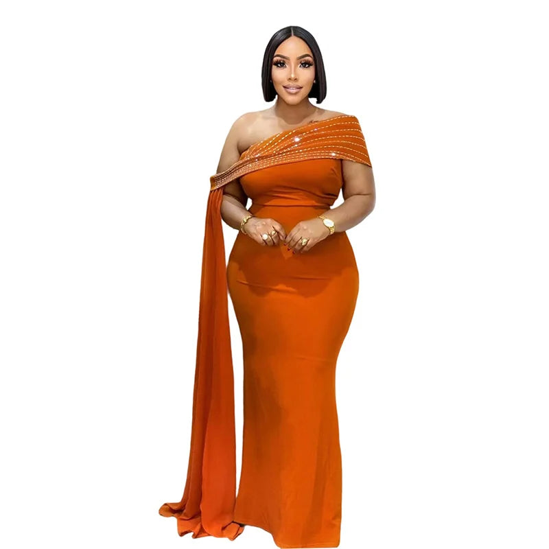 Doyerl Glitter Diamonds Wedding Guest Dress Women Evening Celebrity Off Shoulder Ribbon Elegant Night Club Party Long Dresses