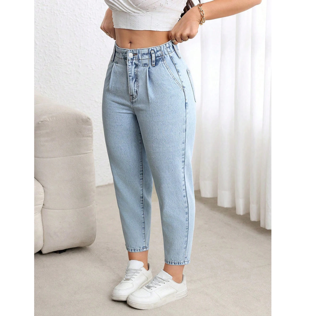 Plus Size Woman Clothing Women Jeans New Stretch Tummy Control Straight Leg Denim Pants Comfortable Casual Wear
