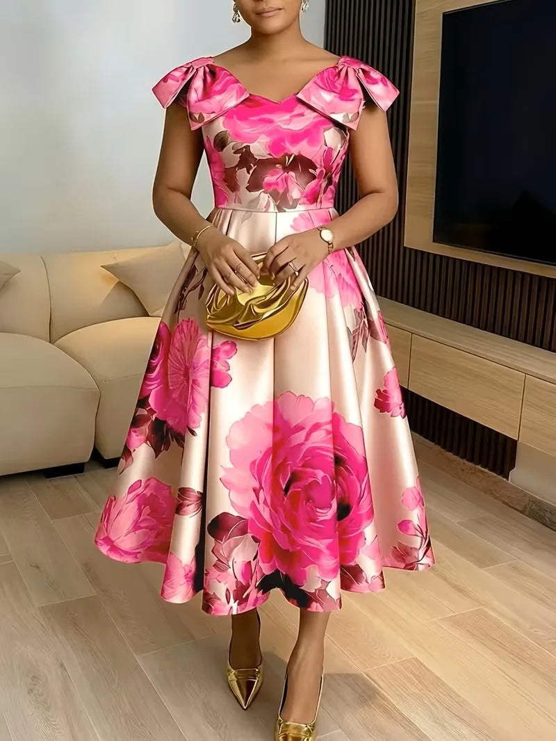 Dashiki Print Midi Wedding Dress
