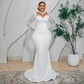 Mermaid Wedding Dresses Long Sleeve High Neck Bride Dress Lace Beading African Bridal Gown vestido de novia Customized