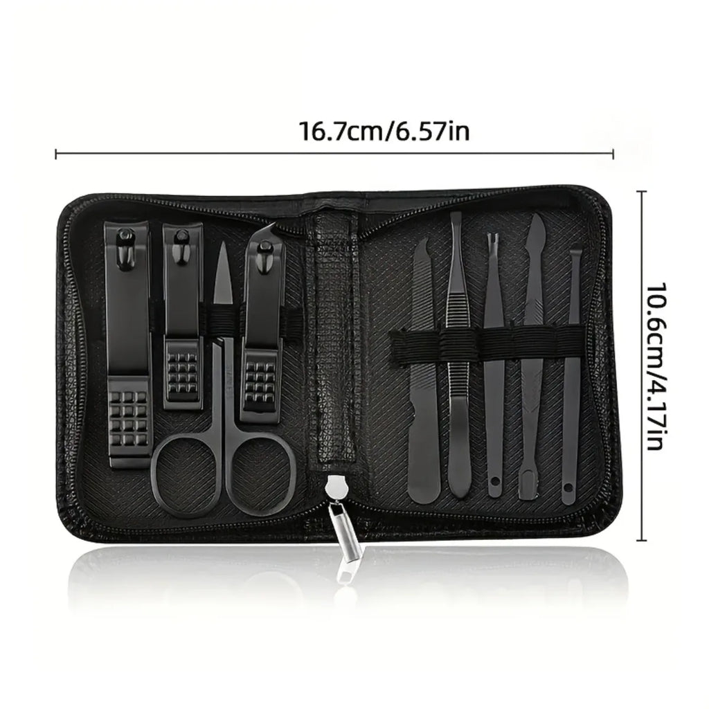 6/9pcs Stainless Steel Professional Nail Care Kit with Travel Case - Cuticle Pliers, Hand & Foot Care Tools Nail Clippers