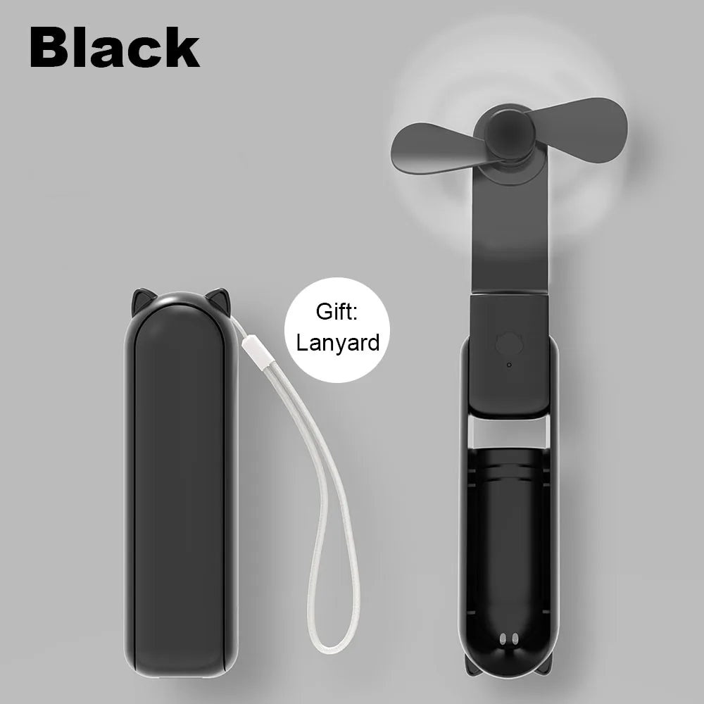 Portable Mini Handheld Fan Small Pocket Fan USB Rechargeable Battery Fan Folding Cooling Hand Fan Mini USB Fan with Power Bank