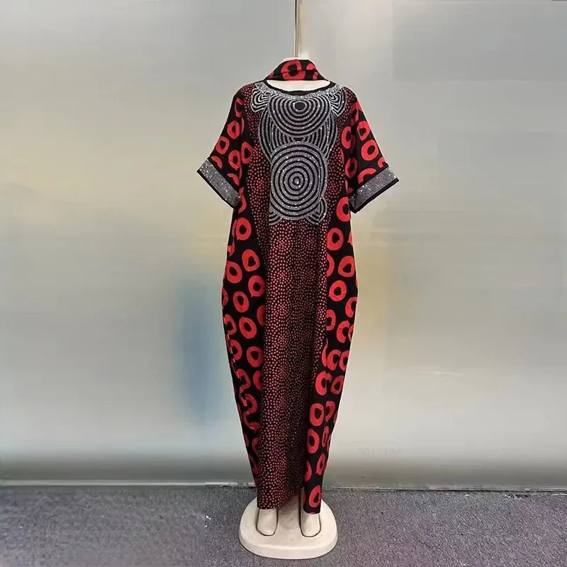 Printed Loose Sleeve African Maxi Dress