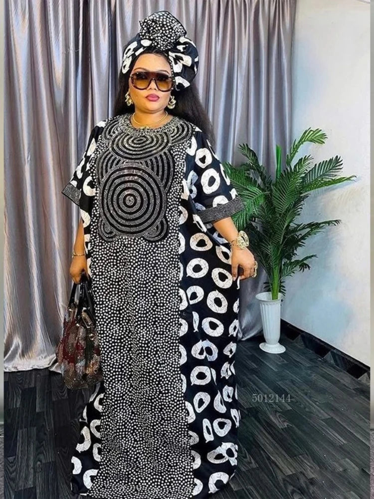 Printed Loose Sleeve African Maxi Dress