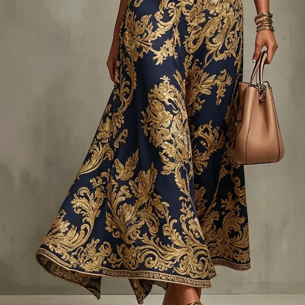 Elegant Party Evening 2026 Summer Long Dresses New Vintage Classic Pattern Flower Printed Lapel A-Line Dresses For Women