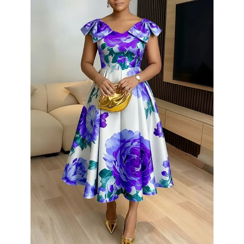 Dashiki Print Midi Wedding Dress