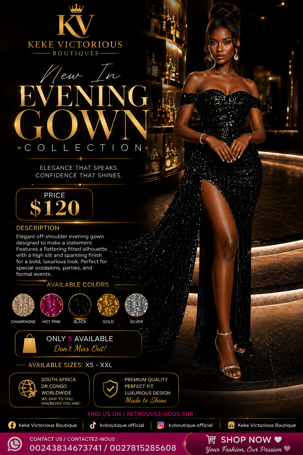 Robe Glamour Épaules Dénudées Minuit
